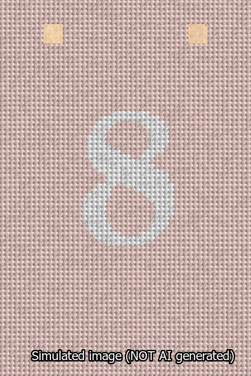 A simulated image of the stitched needlepoint design: Banner 13m Squared 8 White on Pink. Not A.I. generated.