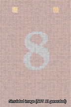 A simulated image of the stitched needlepoint design: Banner 13m Squared 8 White on Pink. Not A.I. generated.