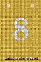 A simulated image of the stitched needlepoint design: Banner 13m Squared 8 White on Yellow. Not A.I. generated.