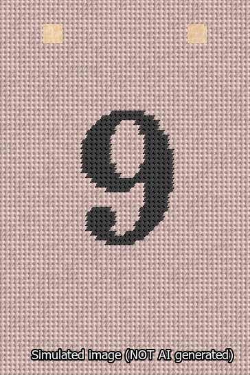 A simulated image of the stitched needlepoint design: Banner 13m Squared 9 Black on Pink. Not A.I. generated.