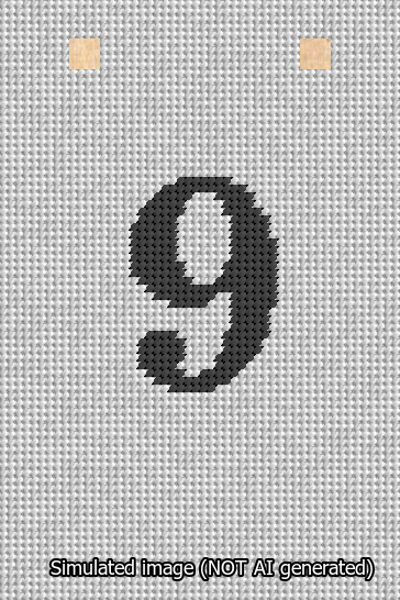 A simulated image of the stitched needlepoint design: Banner 13m Squared 9 Black on White. Not A.I. generated.