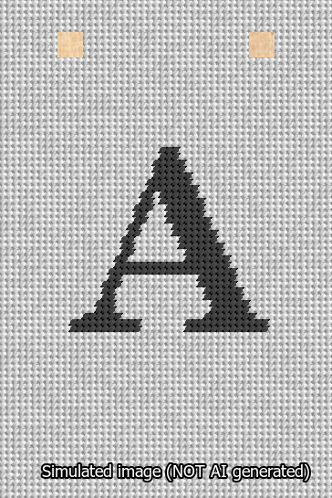 A simulated image of the stitched needlepoint design: Banner 13m Squared A Black on White. Not A.I. generated.