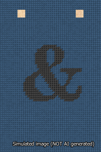 A simulated image of the stitched needlepoint design: Banner 13m Squared Ampersand Black on Blue. Not A.I. generated.