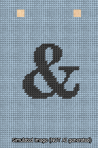 A simulated image of the stitched needlepoint design: Banner 13m Squared Ampersand Black on Light Blue. Not A.I. generated.