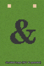 A simulated image of the stitched needlepoint design: Banner 13m Squared Ampersand Black on Light Green. Not A.I. generated.