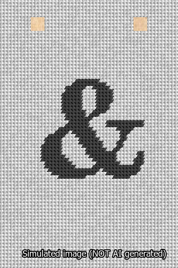 A simulated image of the stitched needlepoint design: Banner 13m Squared Ampersand Black on White. Not A.I. generated.