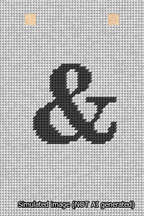 A simulated image of the stitched needlepoint design: Banner 13m Squared Ampersand Black on White. Not A.I. generated.