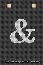 A simulated image of the stitched needlepoint design: Banner 13m Squared Ampersand White on Black. Not A.I. generated.