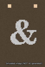 A simulated image of the stitched needlepoint design: Banner 13m Squared Ampersand White on Brown. Not A.I. generated.