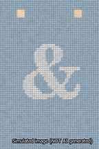 A simulated image of the stitched needlepoint design: Banner 13m Squared Ampersand White on Light Blue. Not A.I. generated.