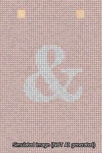 A simulated image of the stitched needlepoint design: Banner 13m Squared Ampersand White on Pink. Not A.I. generated.