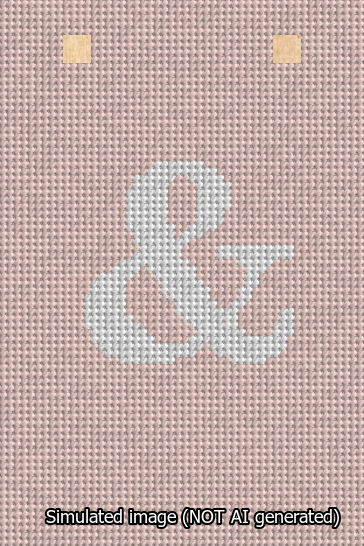 A simulated image of the stitched needlepoint design: Banner 13m Squared Ampersand White on Pink. Not A.I. generated.