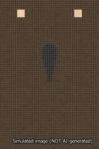 A simulated image of the stitched needlepoint design: Banner 13m Squared Apostrophe Black on Brown. Not A.I. generated.