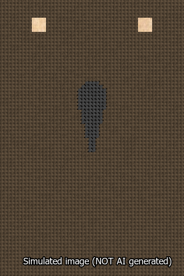 A simulated image of the stitched needlepoint design: Banner 13m Squared Apostrophe Black on Brown. Not A.I. generated.