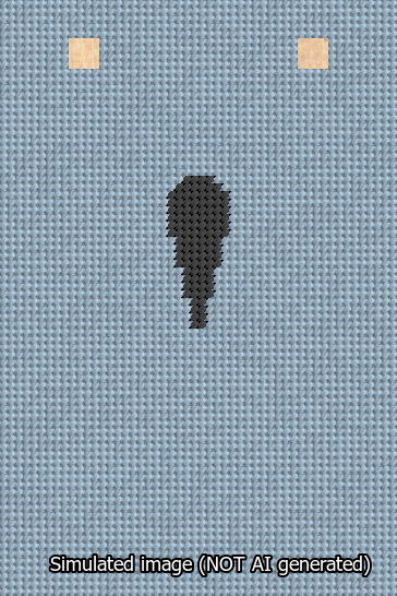 A simulated image of the stitched needlepoint design: Banner 13m Squared Apostrophe Black on Light Blue. Not A.I. generated.