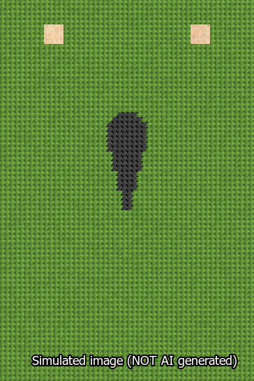 A simulated image of the stitched needlepoint design: Banner 13m Squared Apostrophe Black on Light Green. Not A.I. generated.