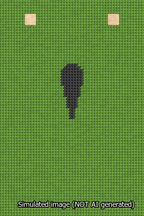 A simulated image of the stitched needlepoint design: Banner 13m Squared Apostrophe Black on Light Green. Not A.I. generated.