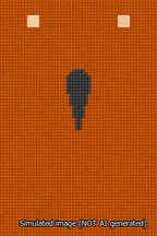 A simulated image of the stitched needlepoint design: Banner 13m Squared Apostrophe Black on Orange. Not A.I. generated.