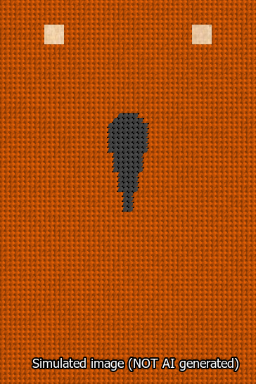 A simulated image of the stitched needlepoint design: Banner 13m Squared Apostrophe Black on Orange. Not A.I. generated.