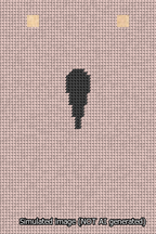 A simulated image of the stitched needlepoint design: Banner 13m Squared Apostrophe Black on Pink. Not A.I. generated.