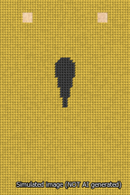 A simulated image of the stitched needlepoint design: Banner 13m Squared Apostrophe Black on Yellow. Not A.I. generated.