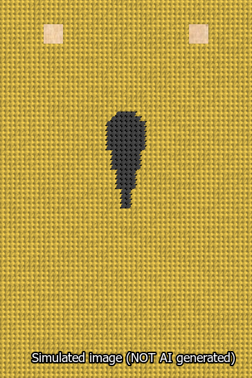 A simulated image of the stitched needlepoint design: Banner 13m Squared Apostrophe Black on Yellow. Not A.I. generated.