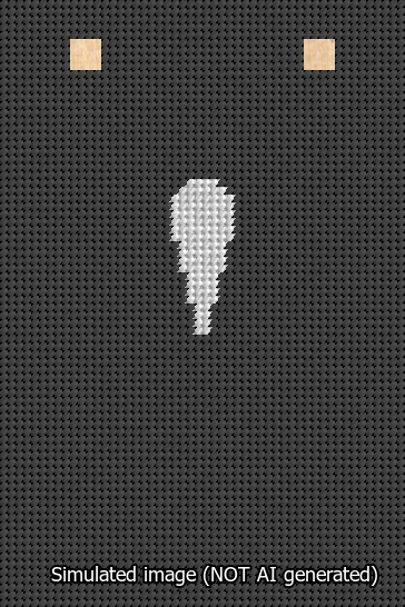 A simulated image of the stitched needlepoint design: Banner 13m Squared Apostrophe White on Black. Not A.I. generated.