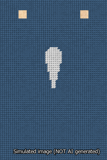 A simulated image of the stitched needlepoint design: Banner 13m Squared Apostrophe White on Blue. Not A.I. generated.