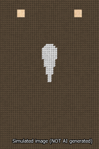A simulated image of the stitched needlepoint design: Banner 13m Squared Apostrophe White on Brown. Not A.I. generated.