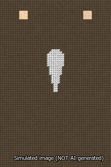A simulated image of the stitched needlepoint design: Banner 13m Squared Apostrophe White on Brown. Not A.I. generated.