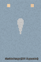 A simulated image of the stitched needlepoint design: Banner 13m Squared Apostrophe White on Light Blue. Not A.I. generated.