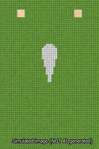 A simulated image of the stitched needlepoint design: Banner 13m Squared Apostrophe White on Light Green. Not A.I. generated.