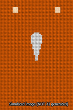 A simulated image of the stitched needlepoint design: Banner 13m Squared Apostrophe White on Orange. Not A.I. generated.