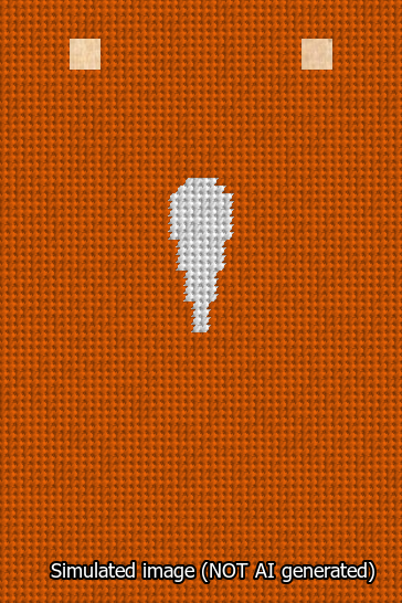 A simulated image of the stitched needlepoint design: Banner 13m Squared Apostrophe White on Orange. Not A.I. generated.