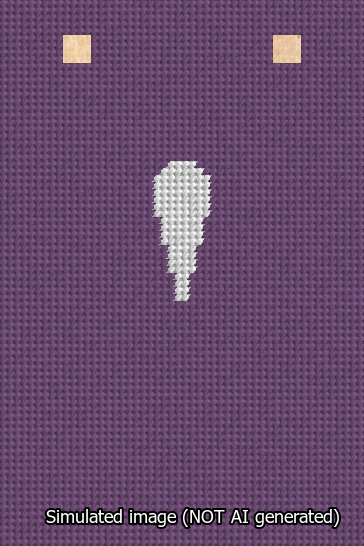 A simulated image of the stitched needlepoint design: Banner 13m Squared Apostrophe White on Purple. Not A.I. generated.