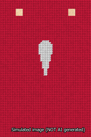A simulated image of the stitched needlepoint design: Banner 13m Squared Apostrophe White on Red. Not A.I. generated.