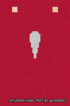 A simulated image of the stitched needlepoint design: Banner 13m Squared Apostrophe White on Red. Not A.I. generated.