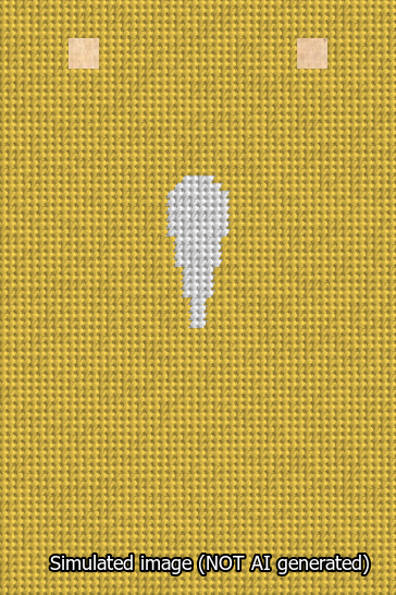 A simulated image of the stitched needlepoint design: Banner 13m Squared Apostrophe White on Yellow. Not A.I. generated.