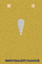 A simulated image of the stitched needlepoint design: Banner 13m Squared Apostrophe White on Yellow. Not A.I. generated.