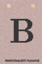 A simulated image of the stitched needlepoint design: Banner 13m Squared B Black on Pink. Not A.I. generated.