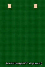A simulated image of the stitched needlepoint design: Banner 13m Squared Blank Green. Not A.I. generated.