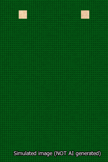 A simulated image of the stitched needlepoint design: Banner 13m Squared Blank Green. Not A.I. generated.