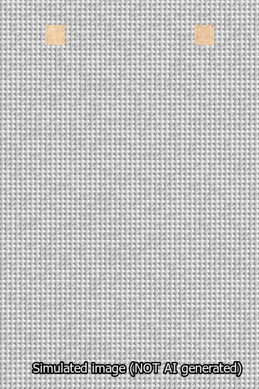 A simulated image of the stitched needlepoint design: Banner 13m Squared Blank White. Not A.I. generated.