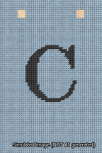 A simulated image of the stitched needlepoint design: Banner 13m Squared C Black on Light Blue. Not A.I. generated.