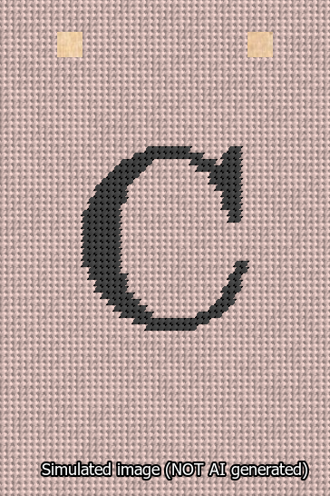 A simulated image of the stitched needlepoint design: Banner 13m Squared C Black on Pink. Not A.I. generated.