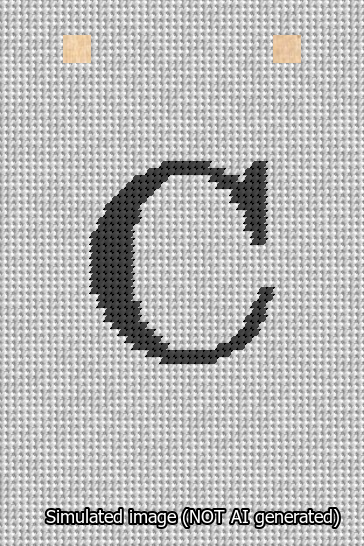 A simulated image of the stitched needlepoint design: Banner 13m Squared C Black on White. Not A.I. generated.