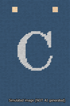 A simulated image of the stitched needlepoint design: Banner 13m Squared C White on Blue. Not A.I. generated.