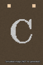 A simulated image of the stitched needlepoint design: Banner 13m Squared C White on Brown. Not A.I. generated.