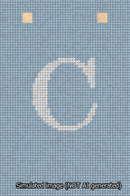 A simulated image of the stitched needlepoint design: Banner 13m Squared C White on Light Blue. Not A.I. generated.