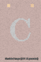 A simulated image of the stitched needlepoint design: Banner 13m Squared C White on Pink. Not A.I. generated.